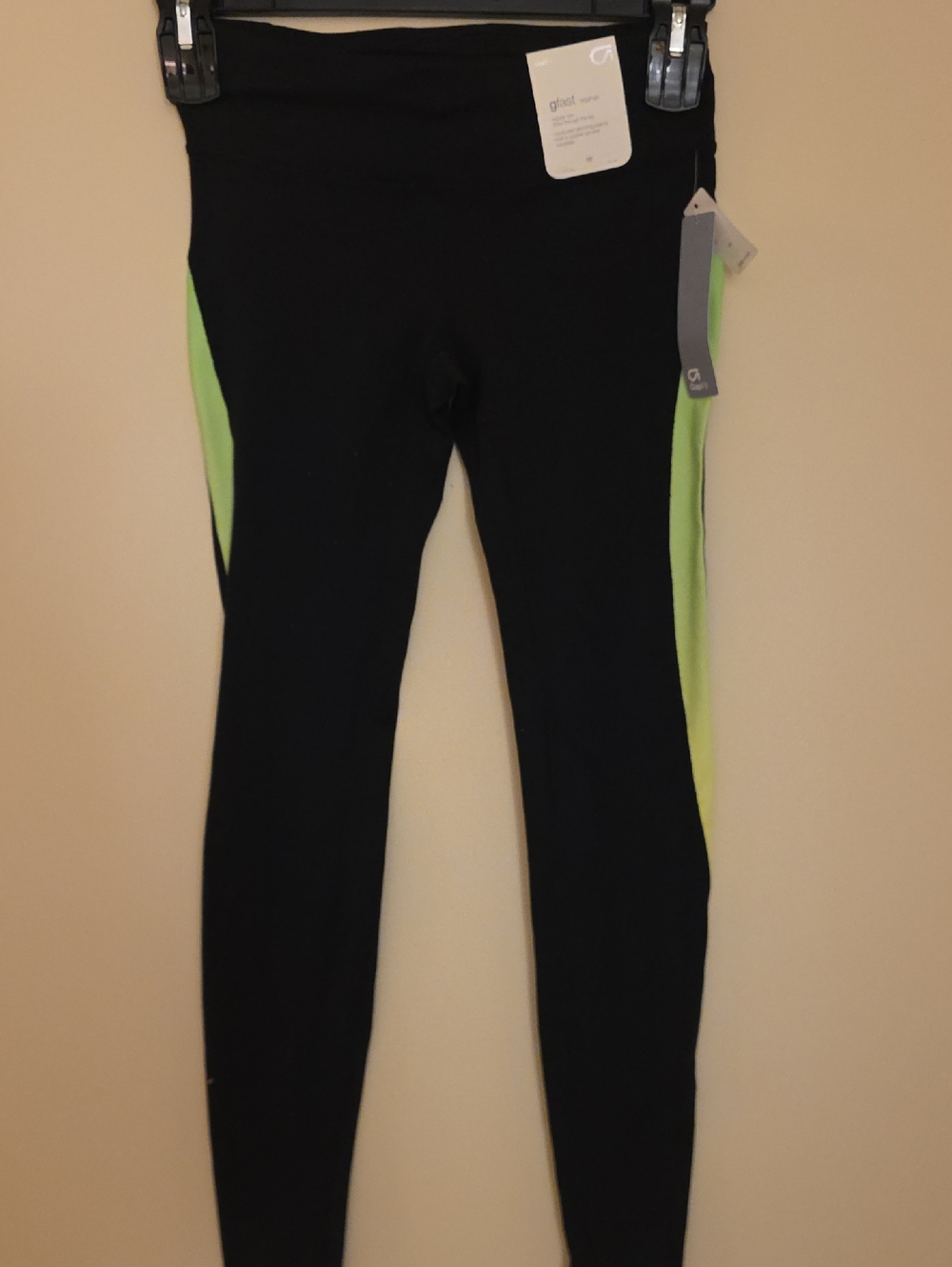 GAP Black Leggings with Neon Green Side Panels - Kids